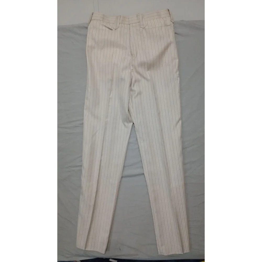 Vintage NOS Twinstone Western Yoke Rockabilly Suit 44/30 Ivory & Blue Stripe
